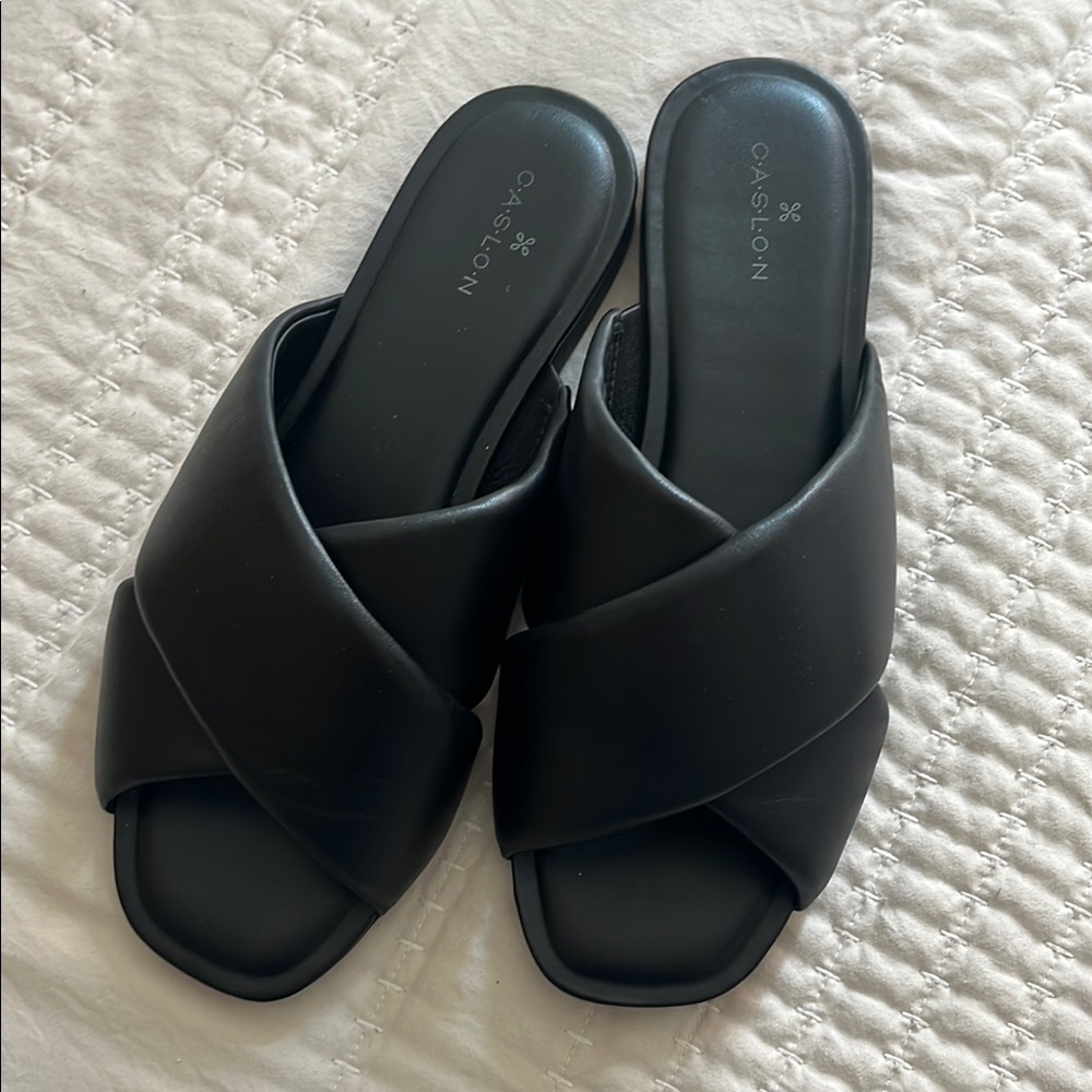 Caslon Black Minimalist Slide Sandals